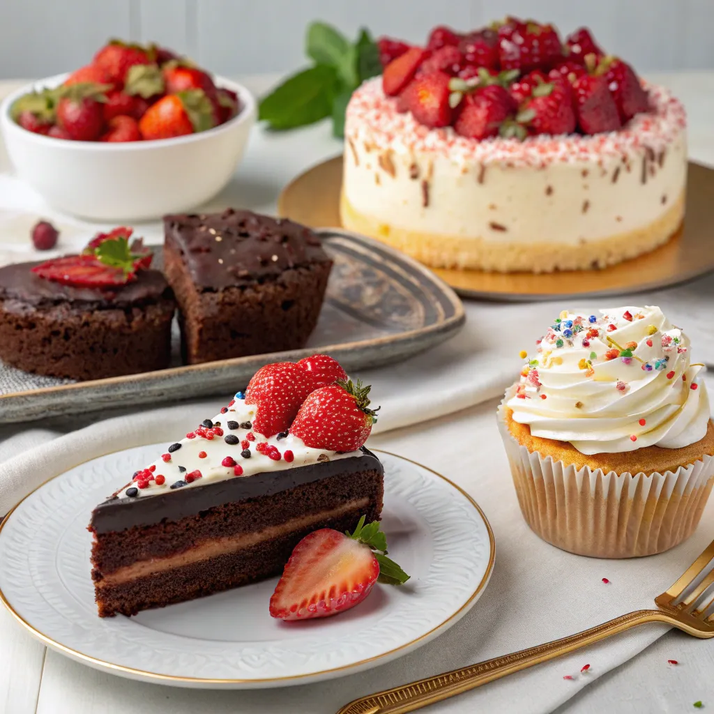 Assorted desserts on a table