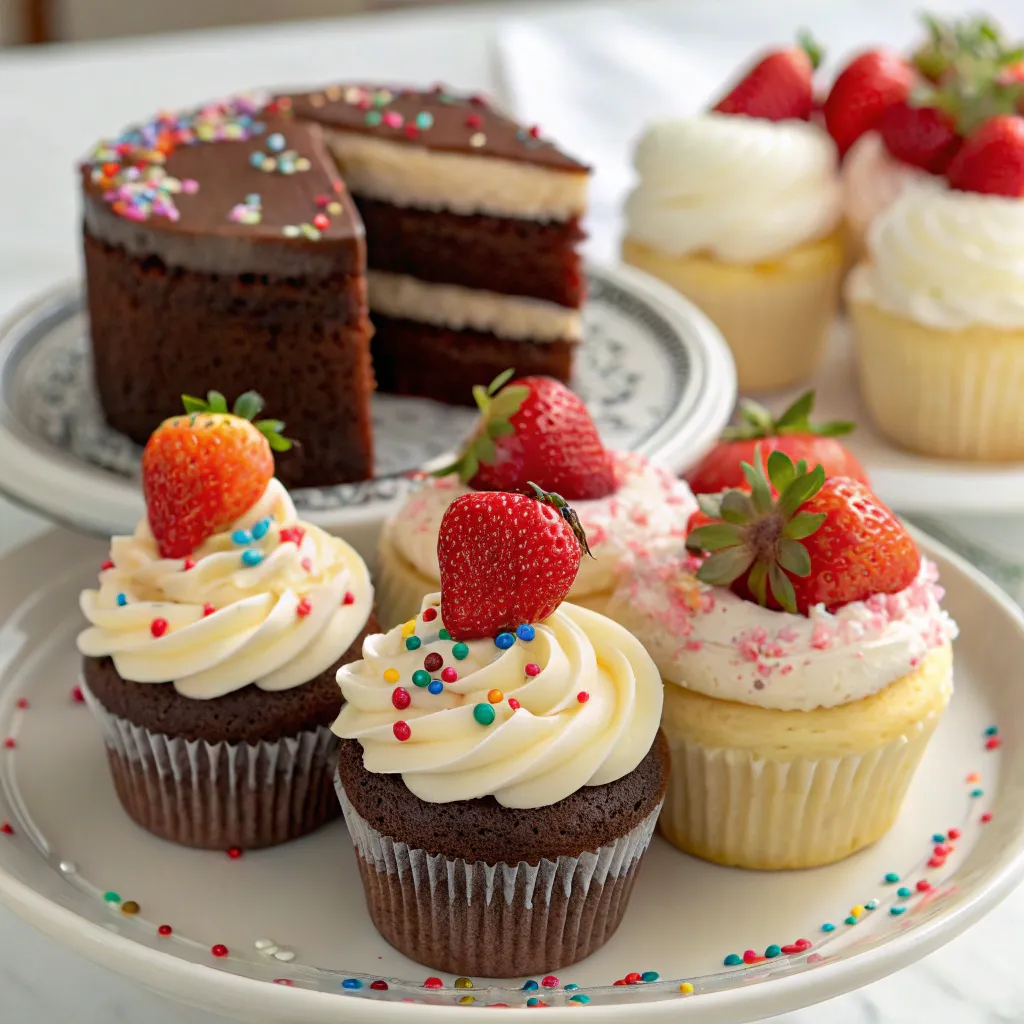 Assorted delicious desserts beautifully arranged